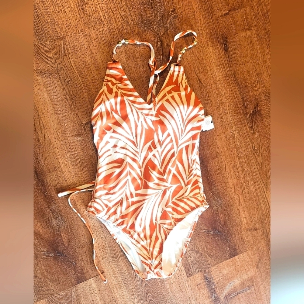 NWT Shade and Shore Tropical Orange Swimwear Size S